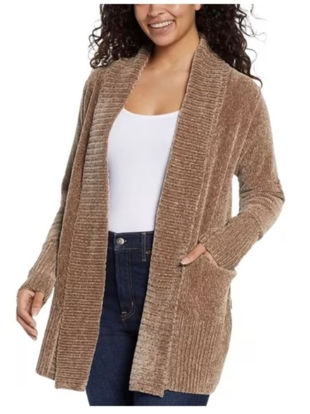 Orvis Women's Chenille Cardigan Sweater with Pockets, Soft, Open Front Size L